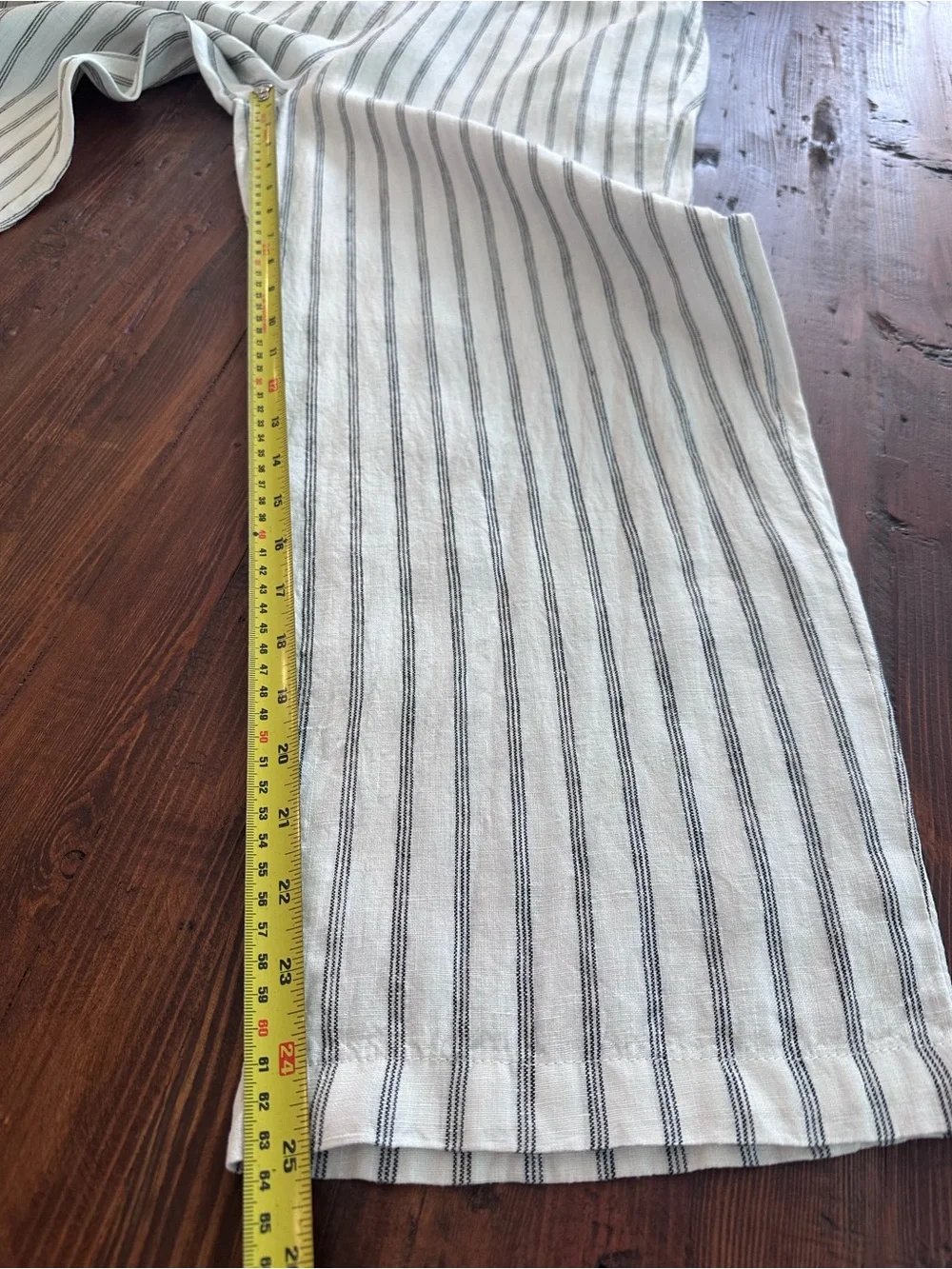 Quince 100% European Linen Pants Oatmeal Black Stripe Quiet Luxury Size Large